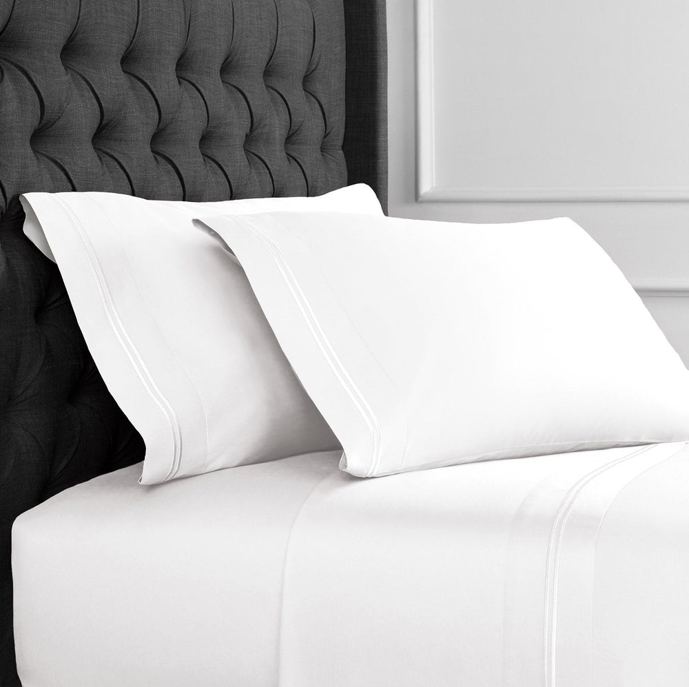 600 Thread Count Border Stripe Embroidered Sheet Set - Quahog Bay Bedding