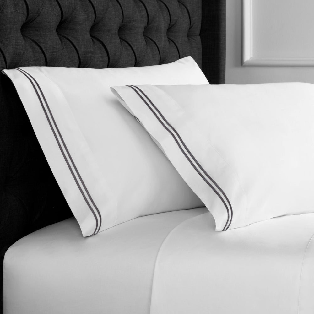 600 Thread Count Double Stripe Embroidered Pillowcases - Quahog Bay Bedding