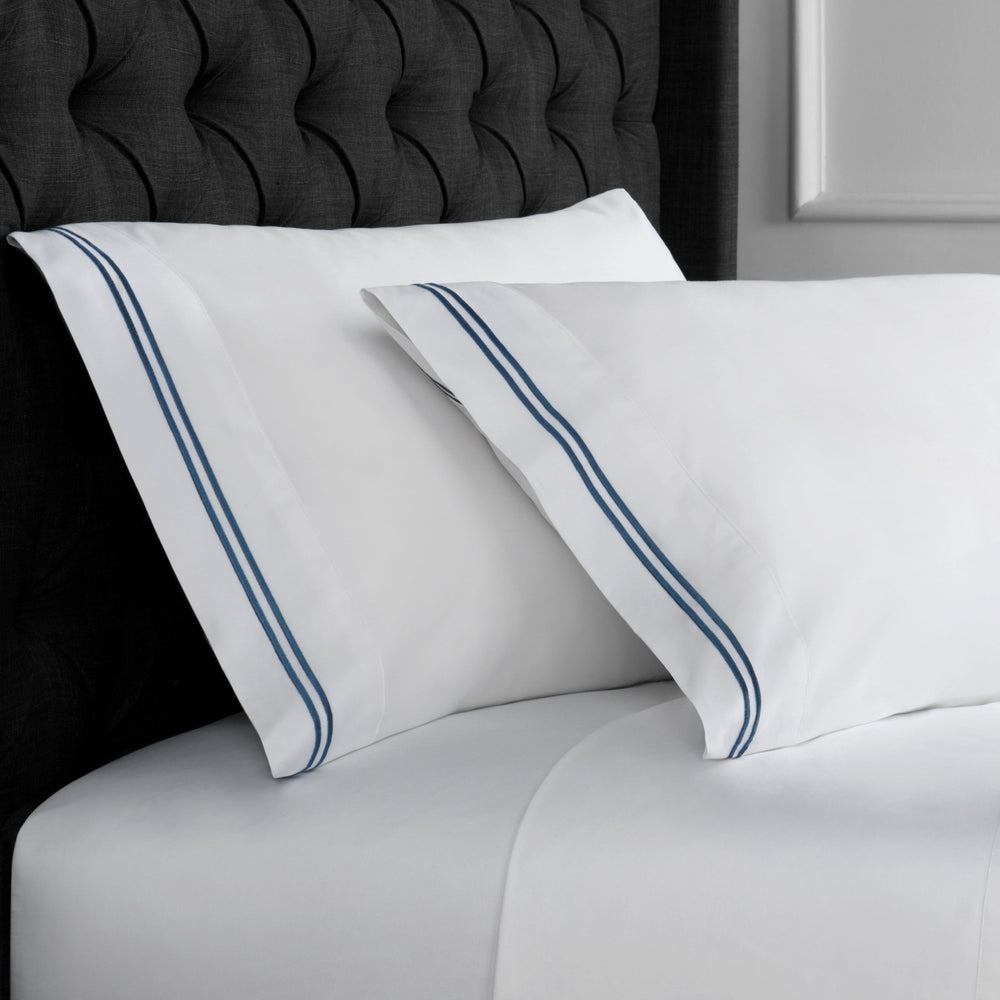 600 Thread Count Double Stripe Embroidered Pillowcases - Quahog Bay Bedding
