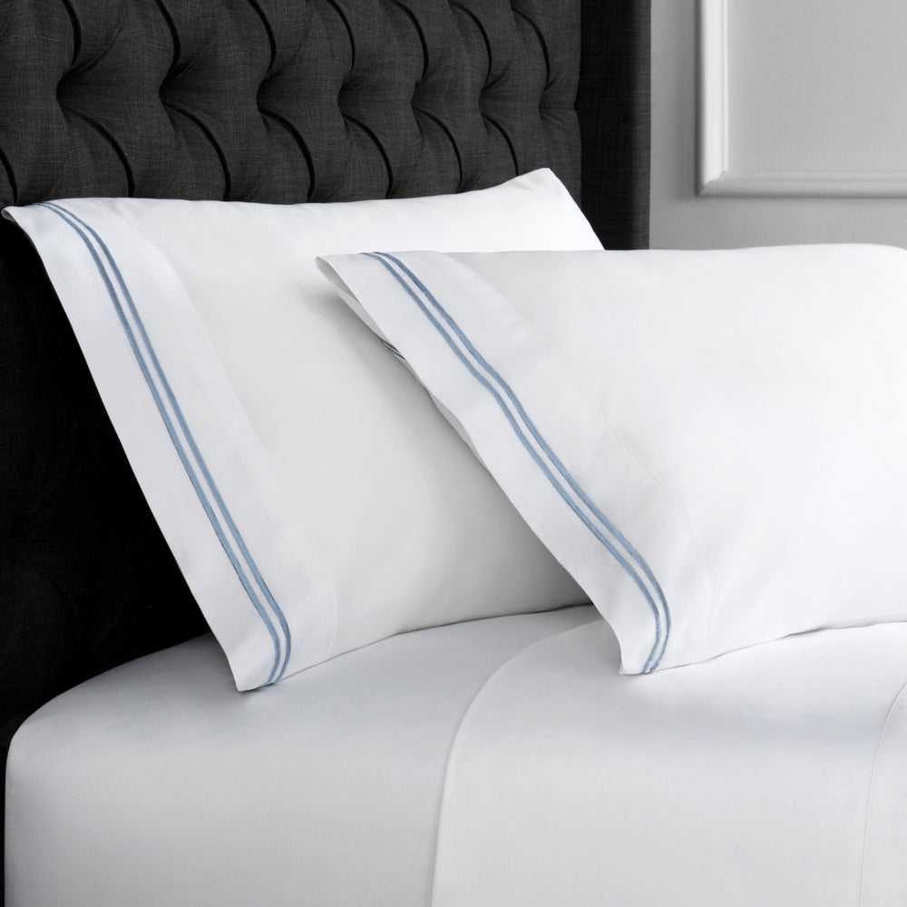 600 Thread Count Double Stripe Embroidered Pillowcases - Quahog Bay Bedding