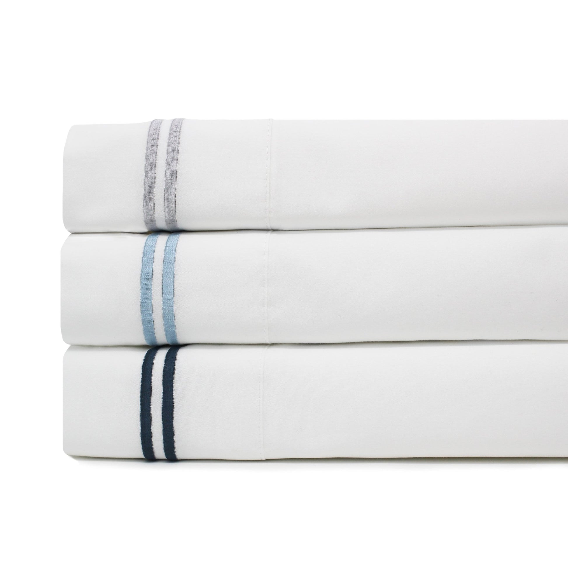 600 Thread Count Double Stripe Embroidered Sheet Set - Quahog Bay Bedding