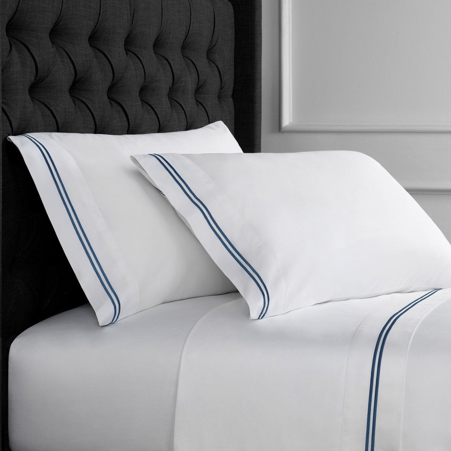 600 Thread Count Double Stripe Embroidered Sheet Set - Quahog Bay Bedding