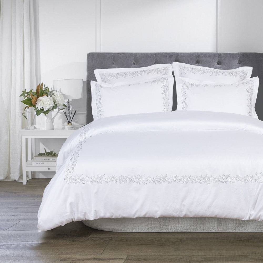 600 Thread Count Floral Vine Embroidered Duvet Set - Quahog Bay Bedding