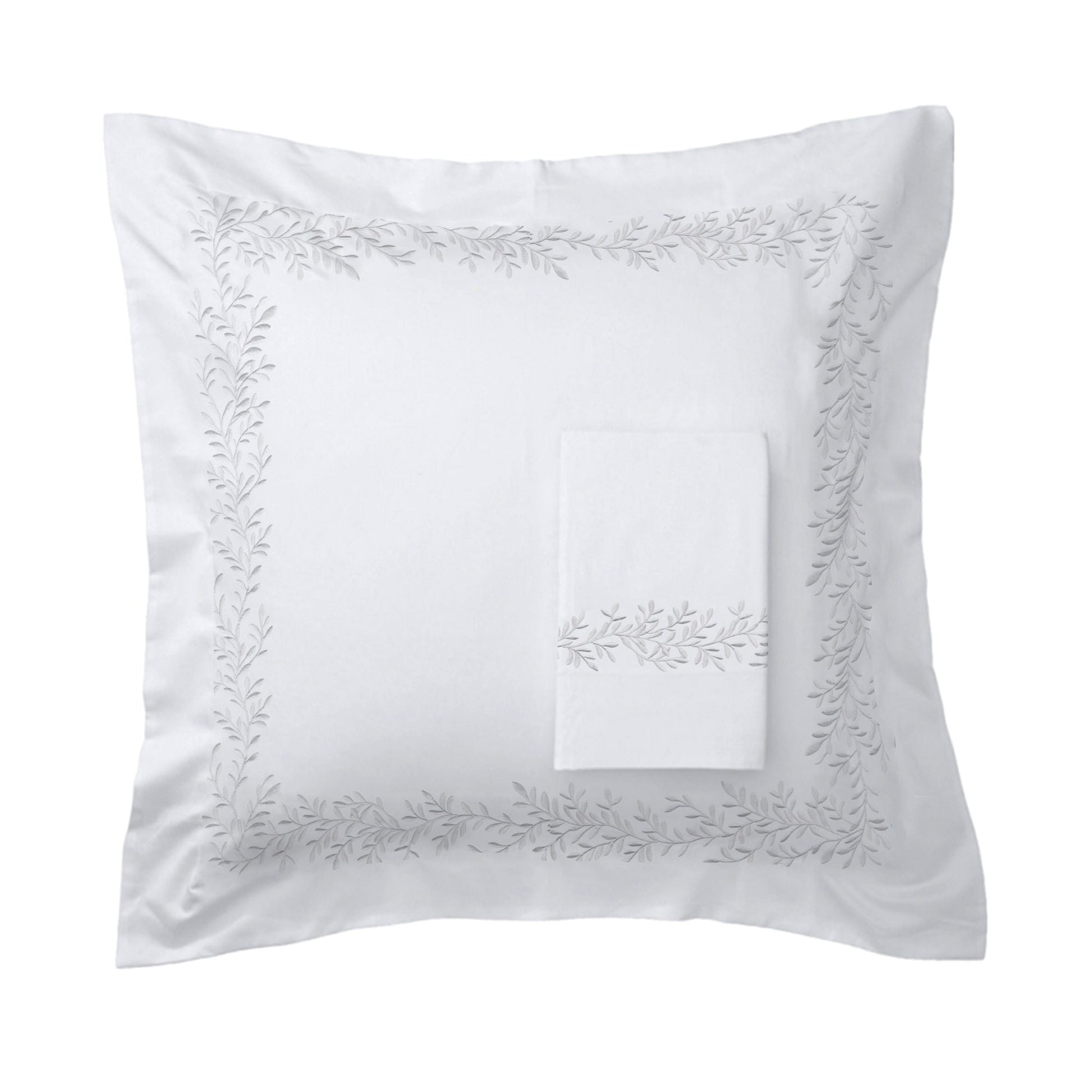 600 Thread Count Floral Vine Embroidered Euro Sham Pairs - Quahog Bay Bedding