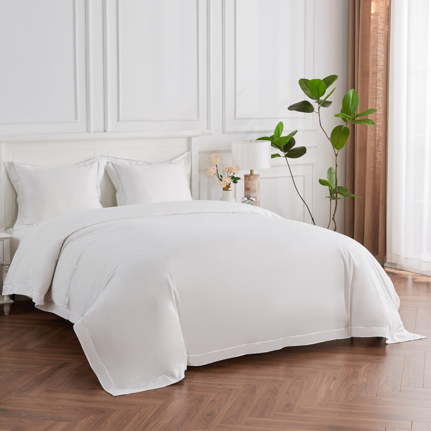 600 Thread Count Framed Sateen Embroidered Cotton Duvet Set - Quahog Bay Bedding