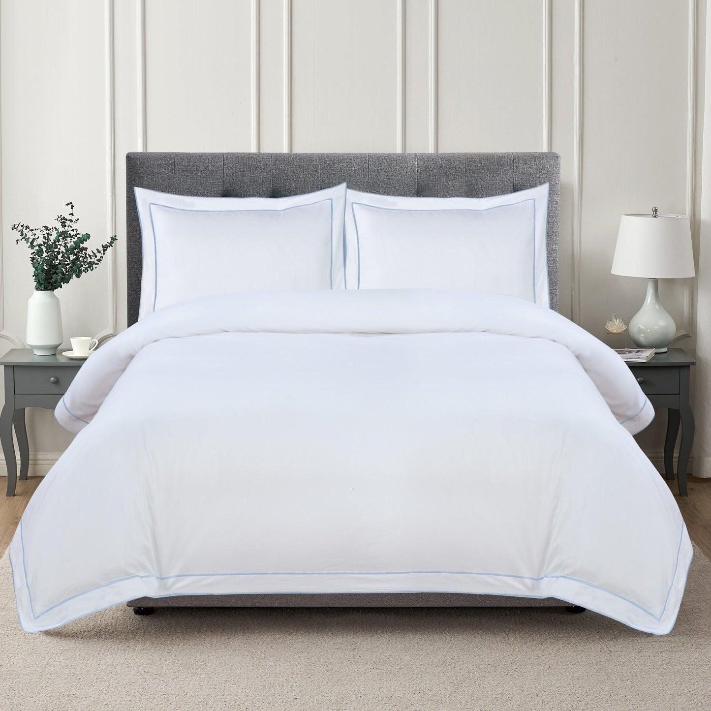 600 Thread Count Framed Sateen Embroidered Cotton Duvet Set - Quahog Bay Bedding