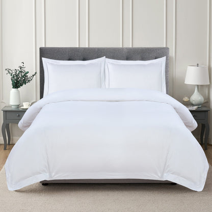 600 Thread Count Framed Sateen Embroidered Cotton Duvet Set - Quahog Bay Bedding