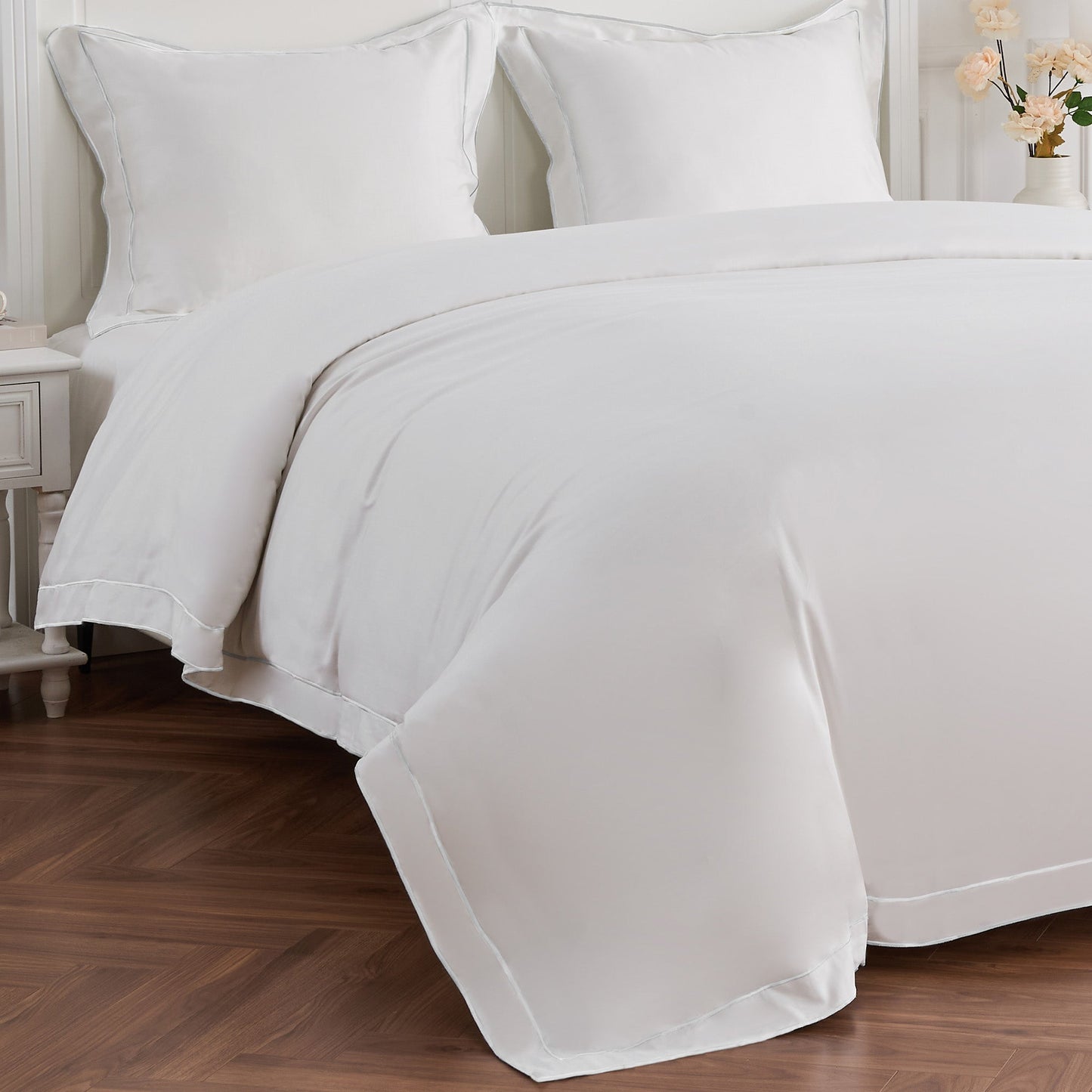 600 Thread Count Framed Sateen Embroidered Cotton Duvet Set - Quahog Bay Bedding
