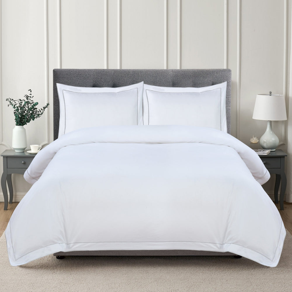 600 Thread Count Framed Sateen Embroidered Cotton Duvet Set - Quahog Bay Bedding