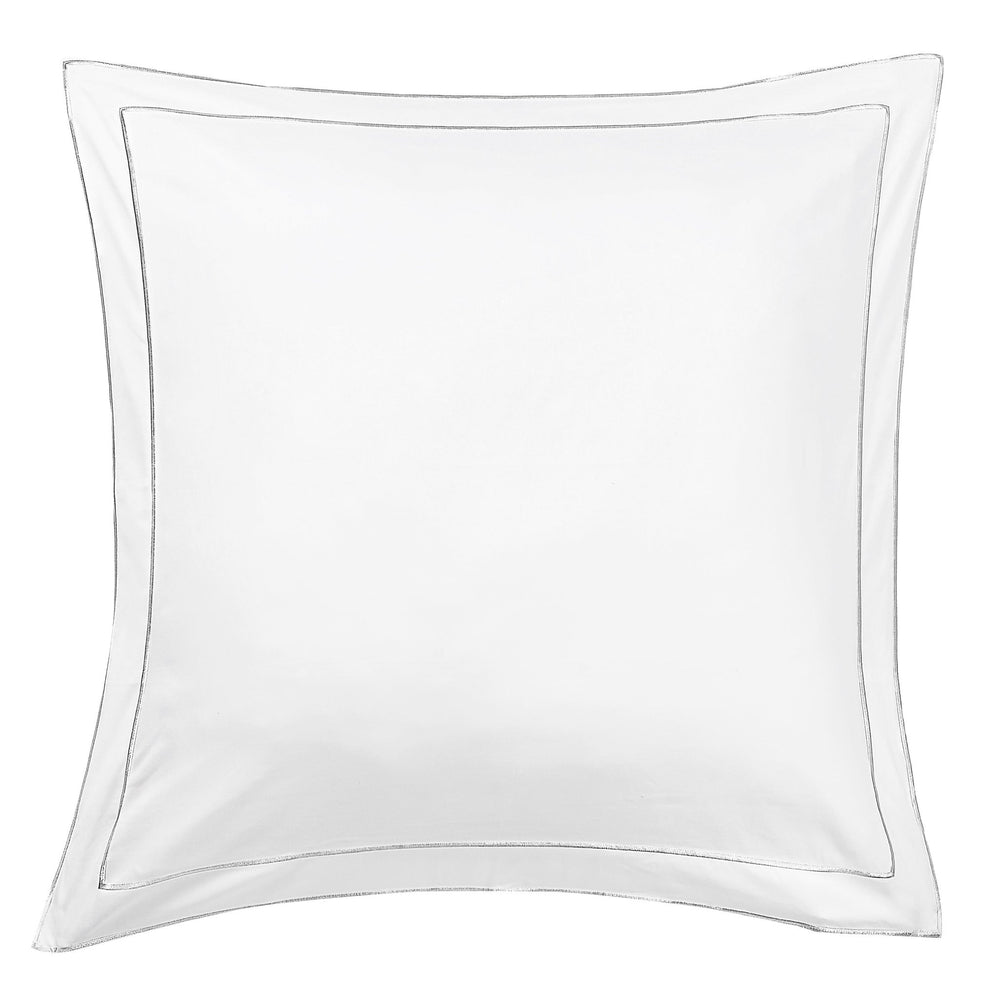 600 Thread Count Framed Sateen Embroidered Cotton Euro Sham Pair - Quahog Bay Bedding