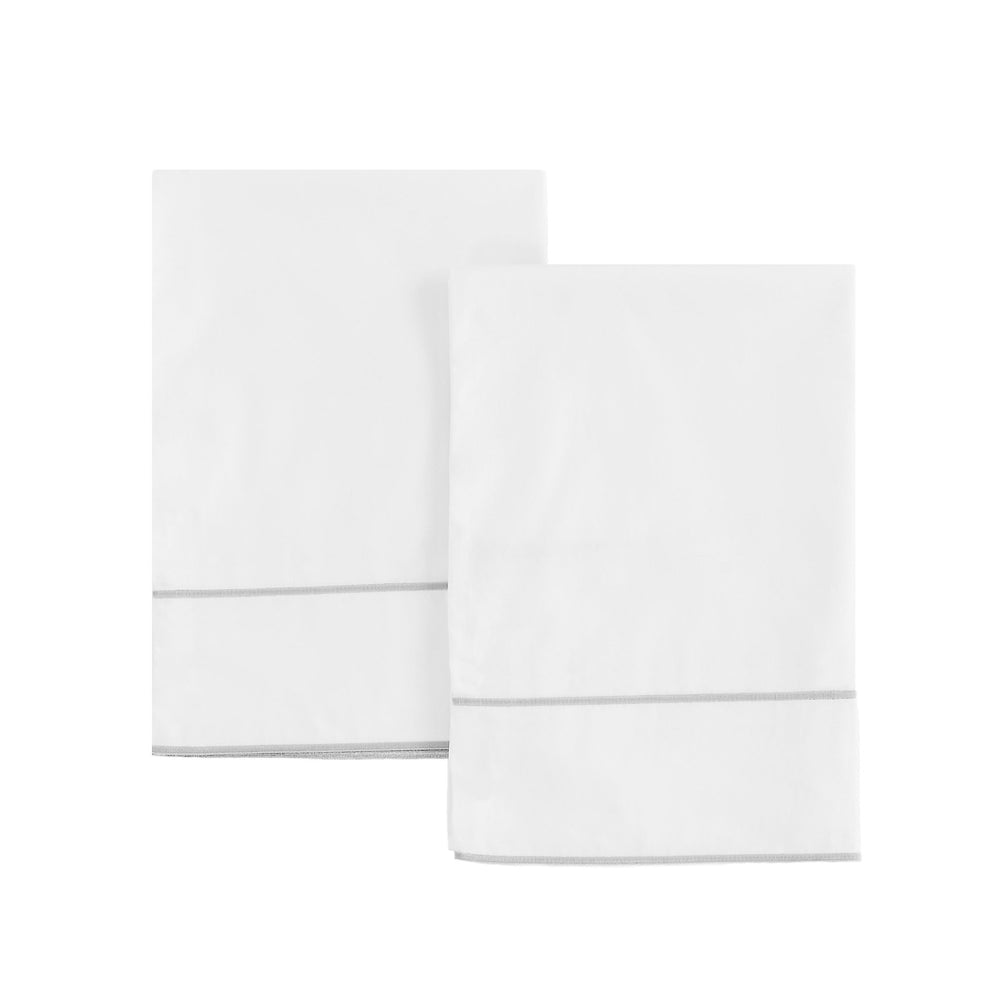 600 Thread Count Framed Sateen Embroidered Cotton Pillowcase Pair - Quahog Bay Bedding