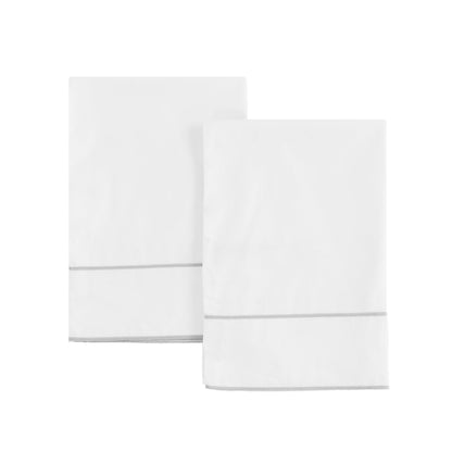 600 Thread Count Framed Sateen Embroidered Cotton Pillowcase Pair - Quahog Bay Bedding