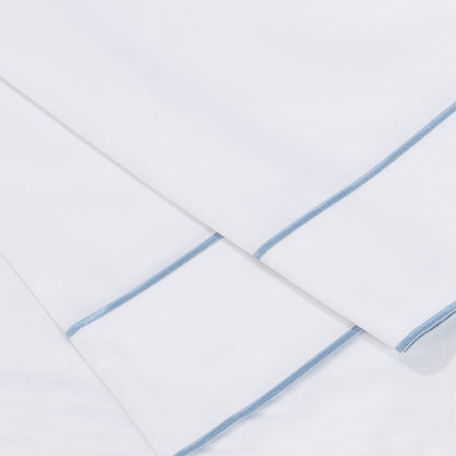 600 Thread Count Framed Sateen Embroidered Cotton Pillowcase Pair - Quahog Bay Bedding