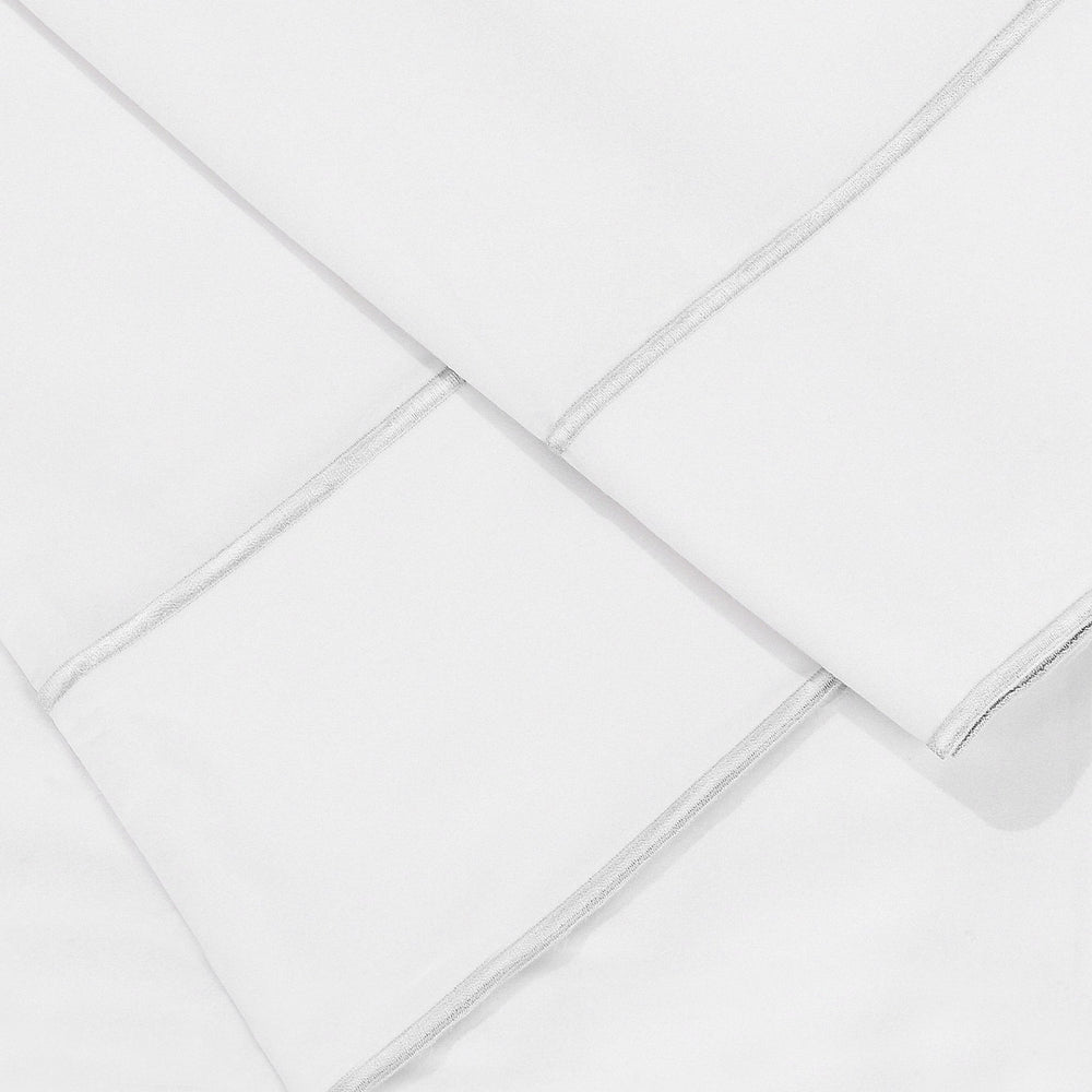 600 Thread Count Framed Sateen Embroidered Cotton Pillowcase Pair - Quahog Bay Bedding