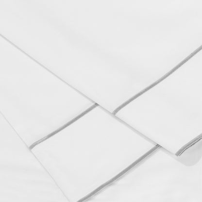 600 Thread Count Framed Sateen Embroidered Cotton Pillowcase Pair - Quahog Bay Bedding