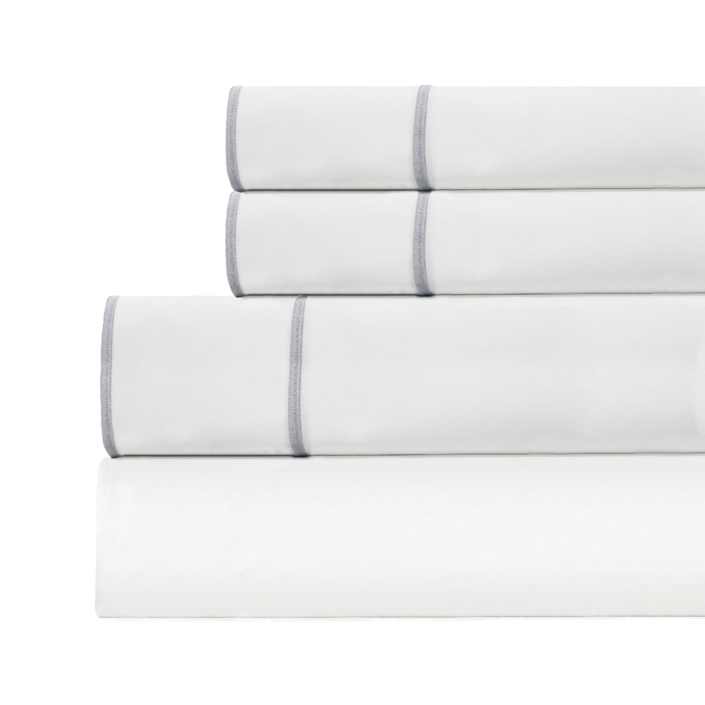 600 Thread Count Framed Sateen Embroidered Cotton Sheet Set - Quahog Bay Bedding