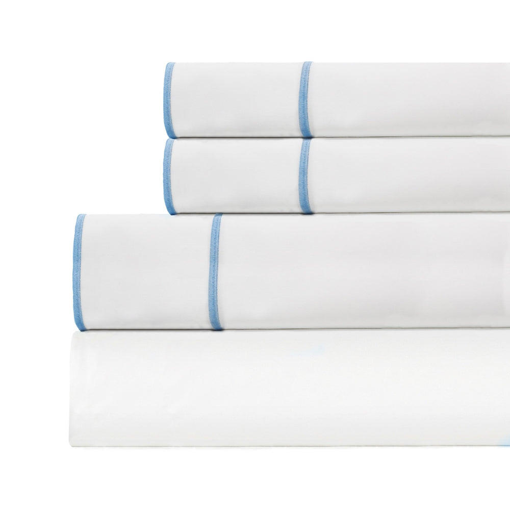600 Thread Count Framed Sateen Embroidered Cotton Sheet Set - Quahog Bay Bedding