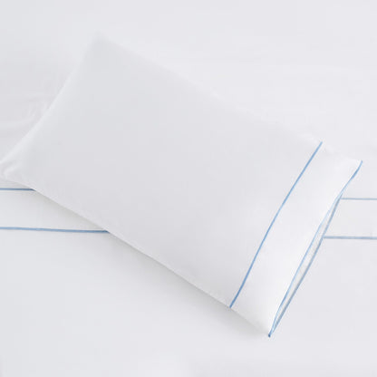 600 Thread Count Framed Sateen Embroidered Cotton Sheet Set - Quahog Bay Bedding