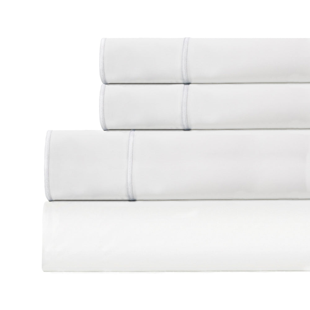 600 Thread Count Framed Sateen Embroidered Cotton Sheet Set - Quahog Bay Bedding