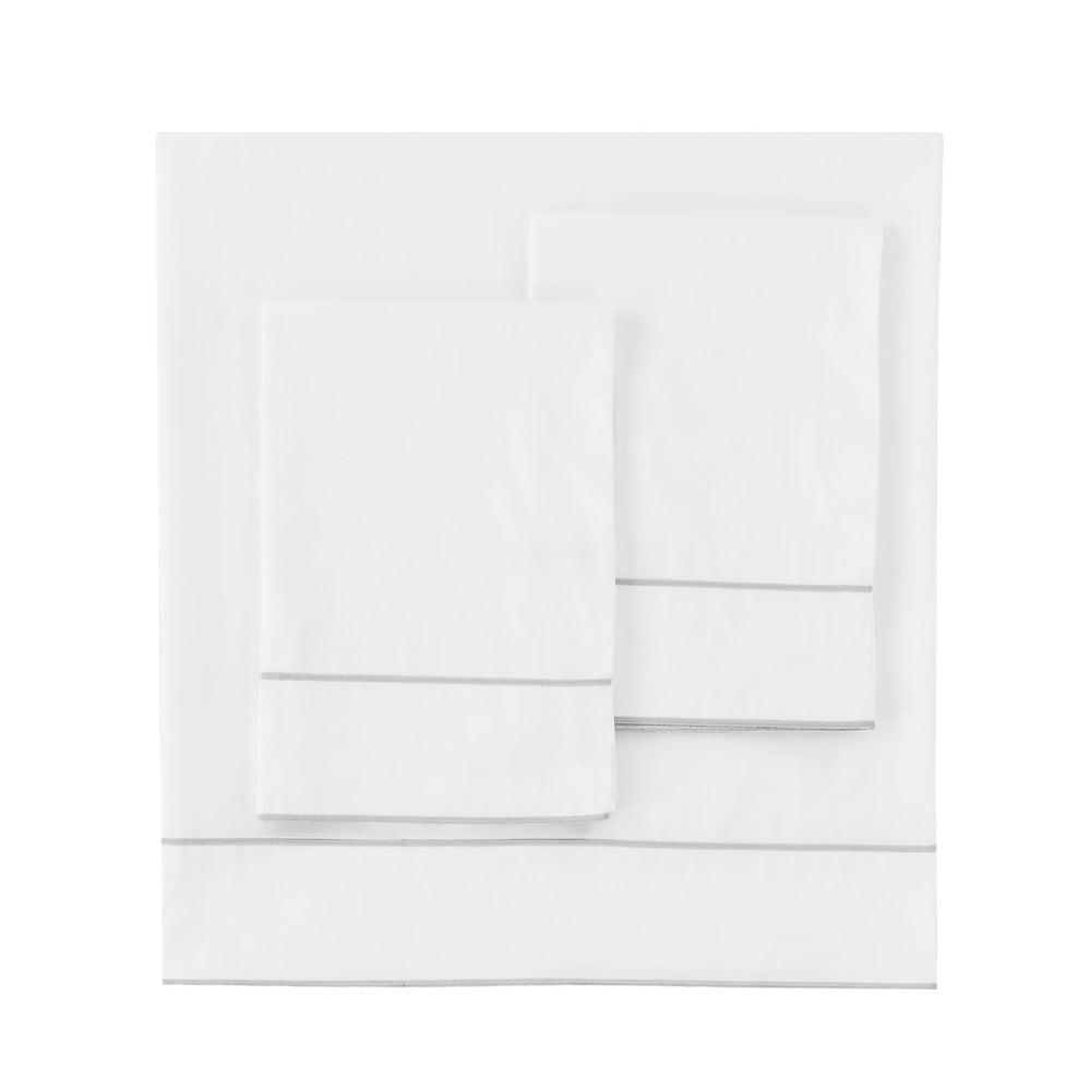 600 Thread Count Framed Sateen Embroidered Cotton Sheet Set - Quahog Bay Bedding