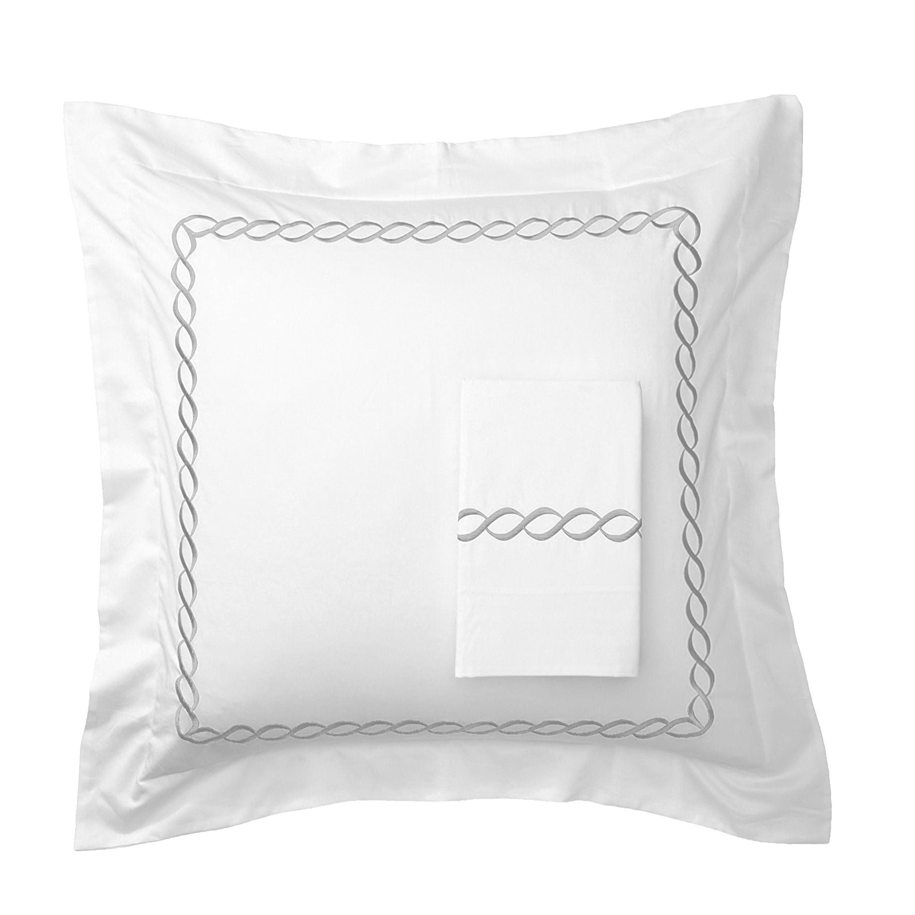 600 Thread Count Rope Embroidered Euro Sham Pairs - Quahog Bay Bedding