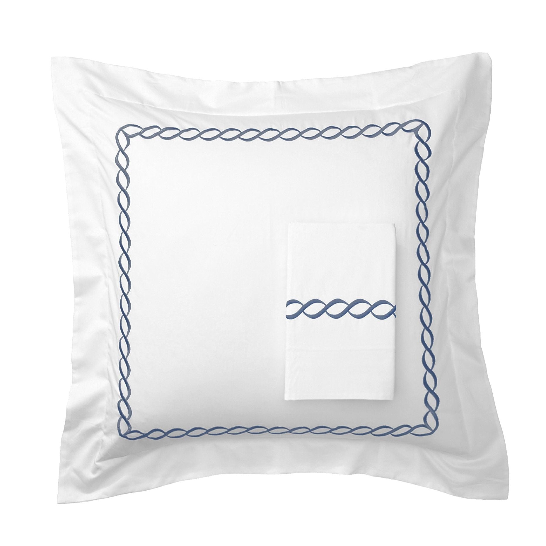 600 Thread Count Rope Embroidered Euro Sham Pairs - Quahog Bay Bedding