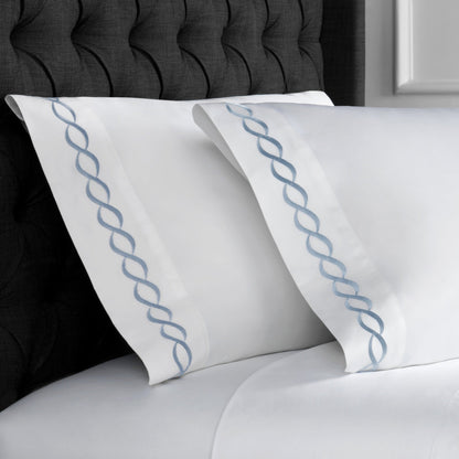 600 Thread Count Rope Embroidered Pillowcase Pair - Quahog Bay Bedding
