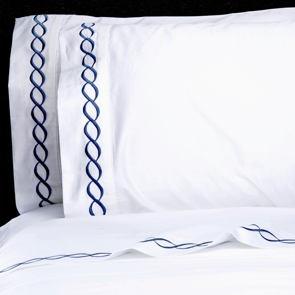 600 Thread Count Rope Embroidered Pillowcase Pair - Quahog Bay Bedding