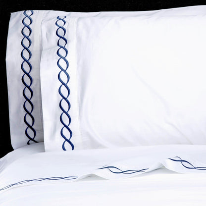 600 Thread Count Rope Embroidered Pillowcase Pair - Quahog Bay Bedding