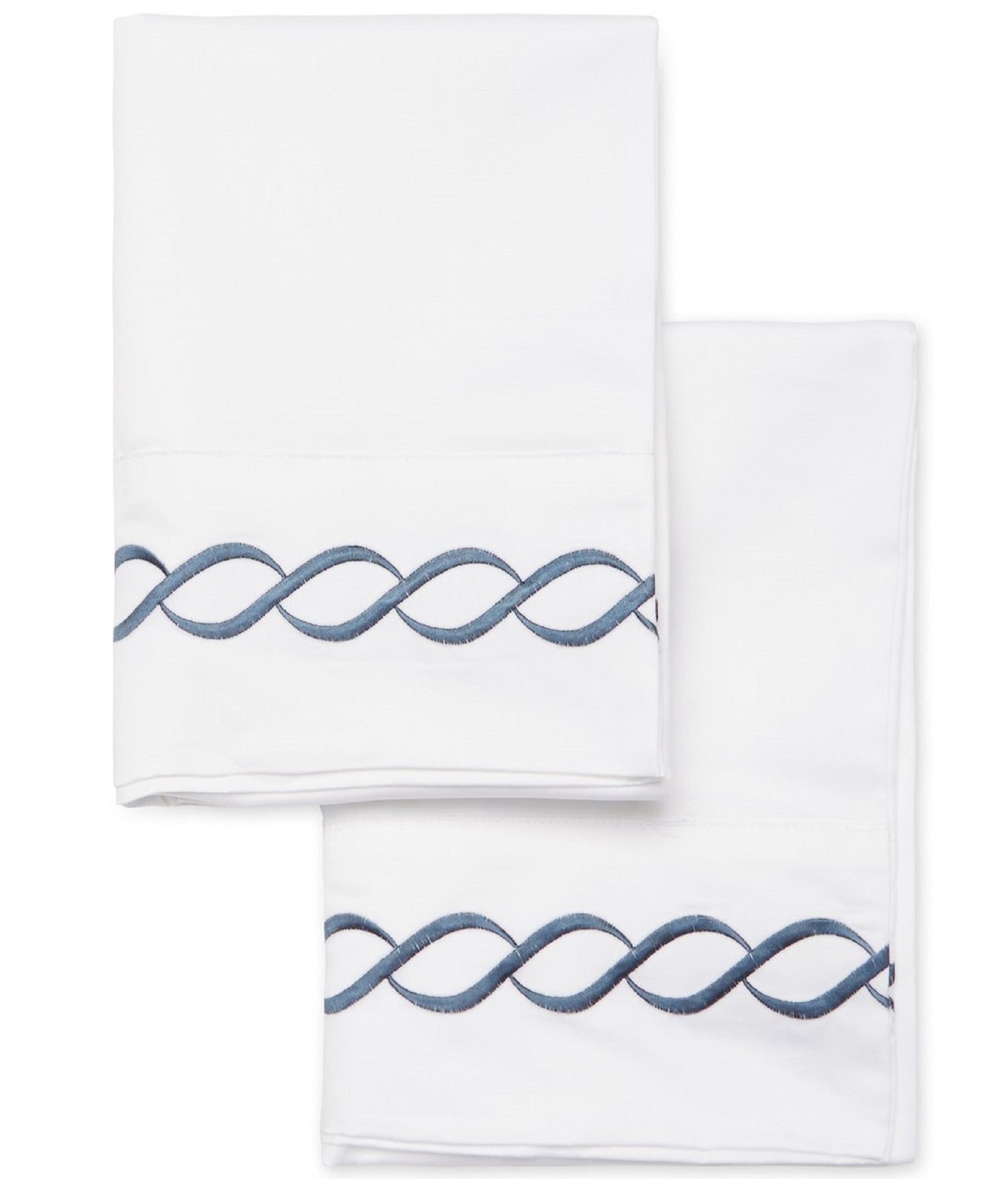 600 Thread Count Rope Embroidered Pillowcase Pair - Quahog Bay Bedding