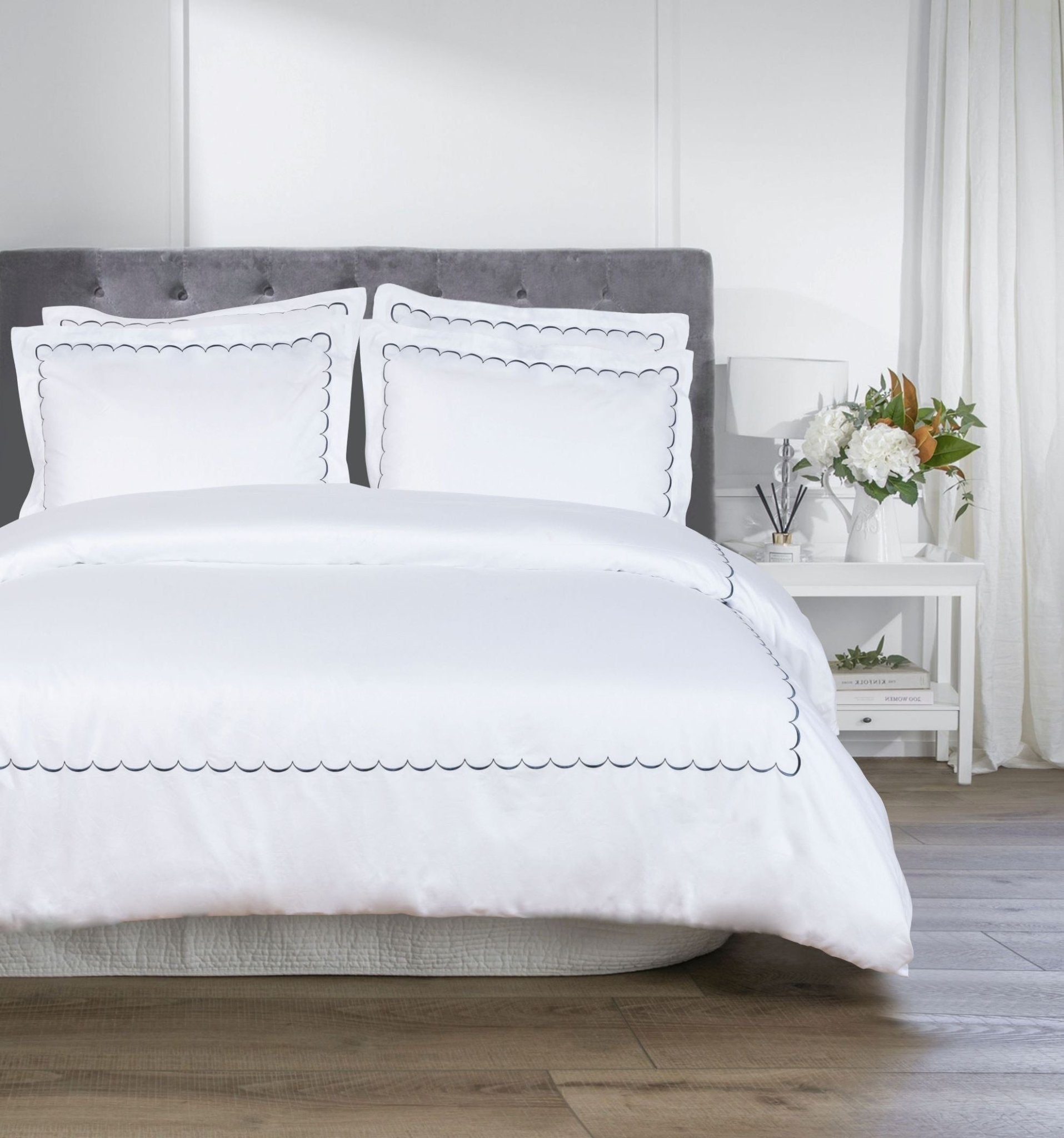 600 Thread Count Scallop Embroidered Duvet Set - Quahog Bay Bedding