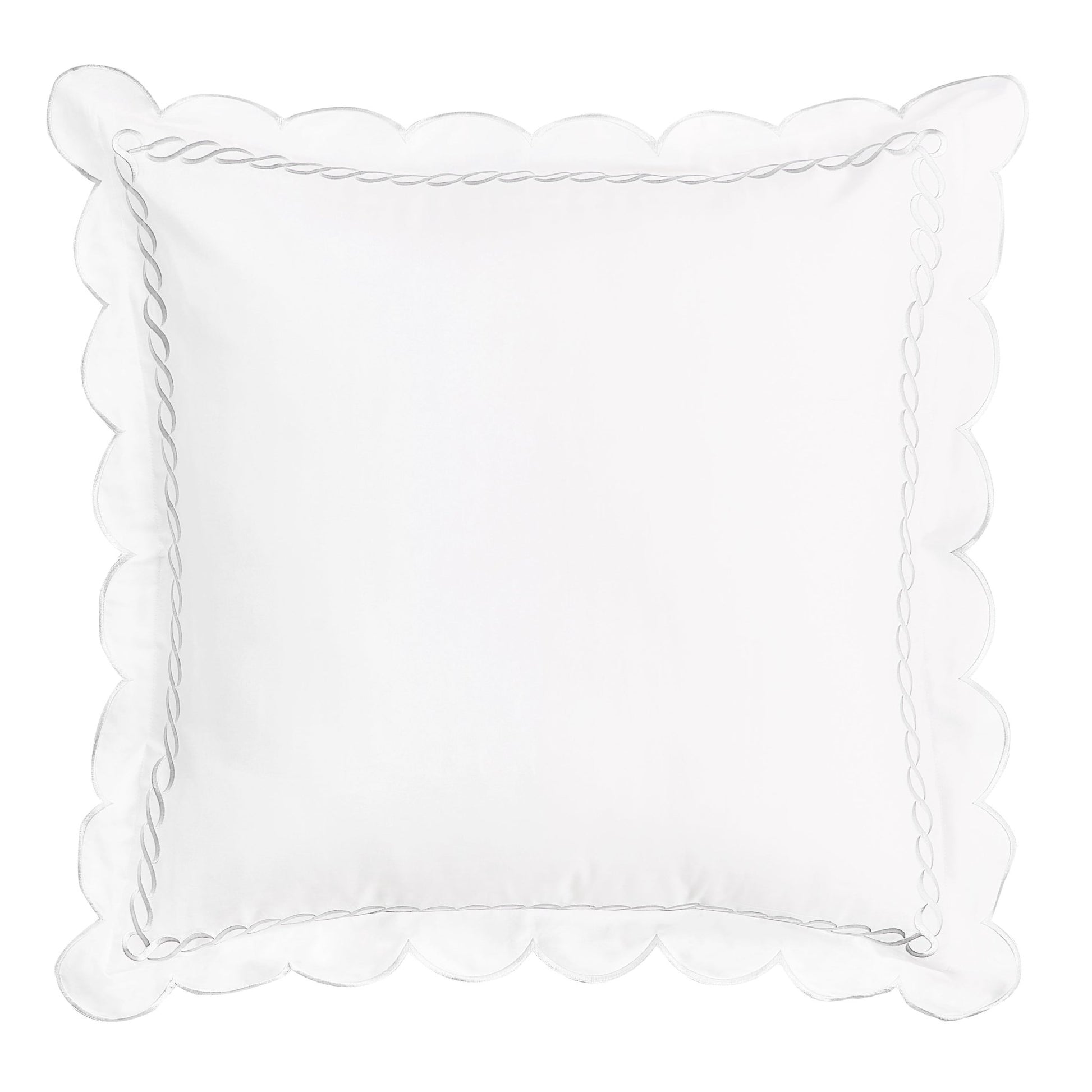 600 Thread Count Scallop Rope Embroidered Cotton Euro Sham Pair - Quahog Bay Bedding