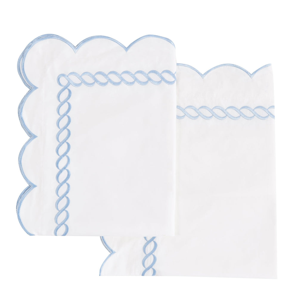 600 Thread Count Scallop Rope Embroidered Cotton Euro Sham Pair - Quahog Bay Bedding