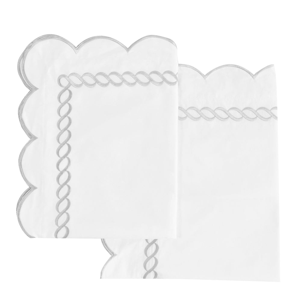 600 Thread Count Scallop Rope Embroidered Cotton Euro Sham Pair - Quahog Bay Bedding