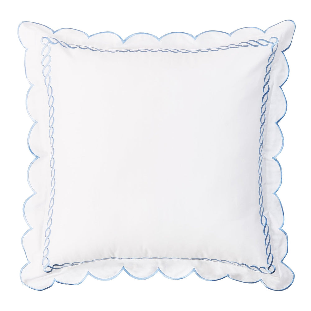 600 Thread Count Scallop Rope Embroidered Cotton Euro Sham Pair - Quahog Bay Bedding