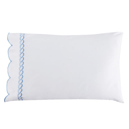 600 Thread Count Scallop Rope Embroidered Cotton Pillowcase Pair - Quahog Bay Bedding