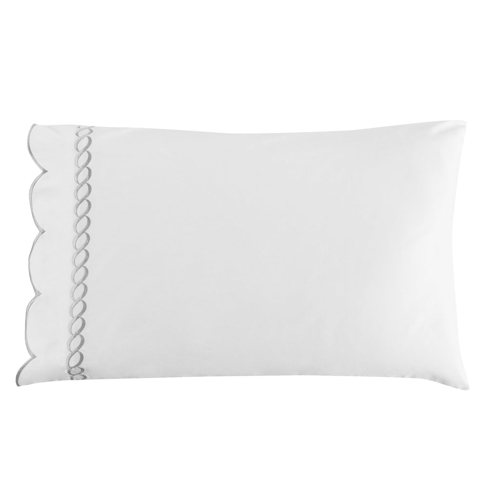 600 Thread Count Scallop Rope Embroidered Cotton Pillowcase Pair - Quahog Bay Bedding