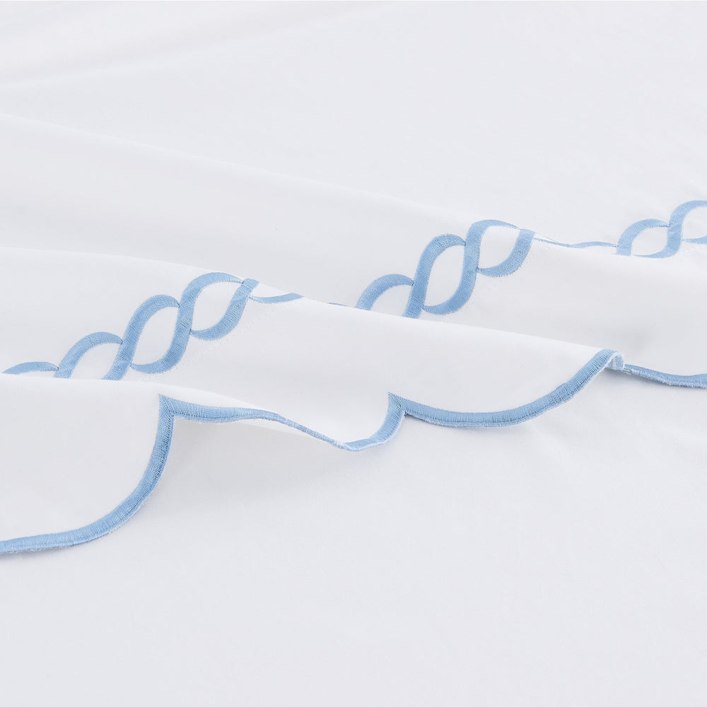 600 Thread Count Scallop Rope Embroidered Cotton Pillowcase Pair - Quahog Bay Bedding