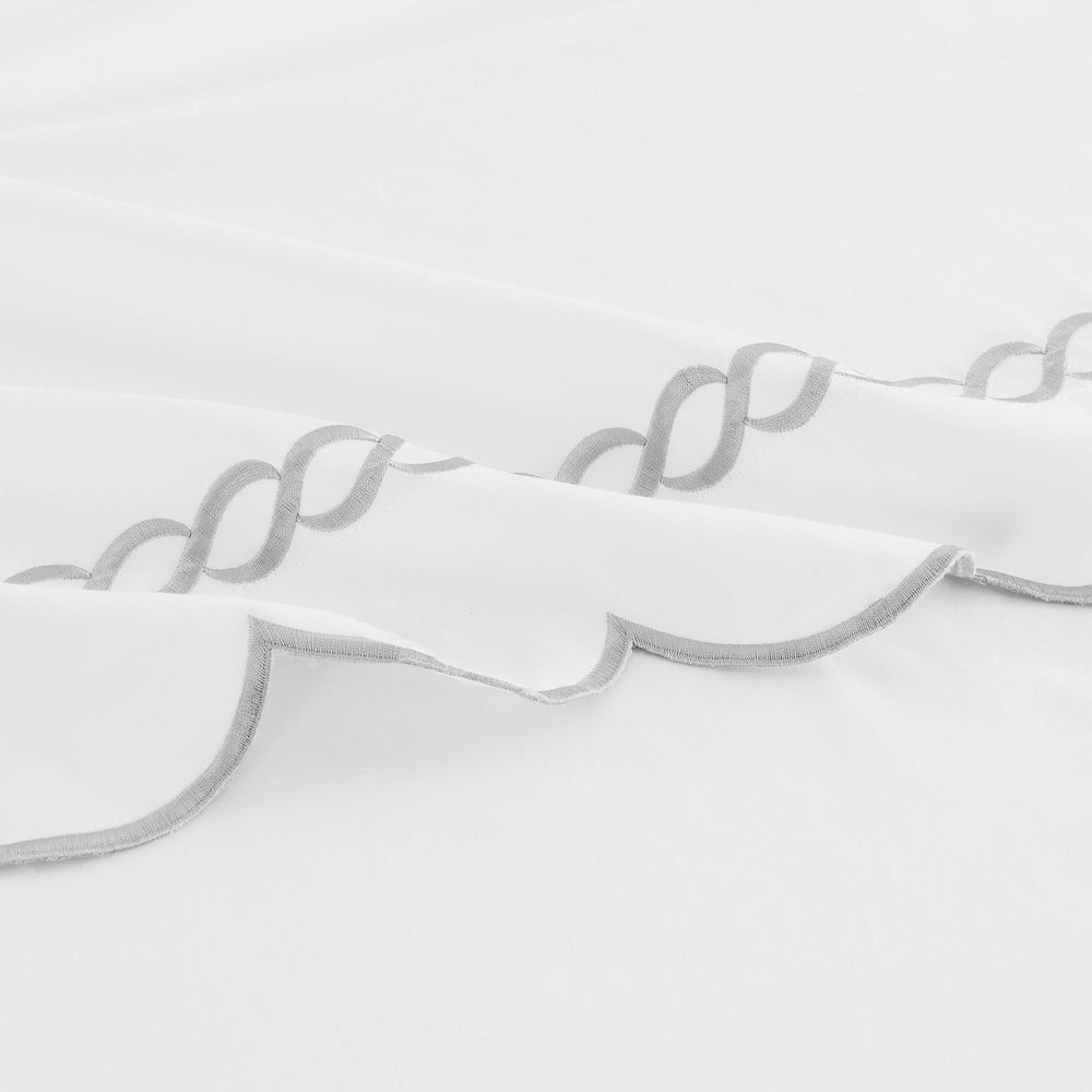 600 Thread Count Scallop Rope Embroidered Cotton Pillowcase Pair - Quahog Bay Bedding