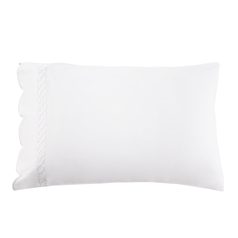 600 Thread Count Scallop Rope Embroidered Cotton Pillowcase Pair - Quahog Bay Bedding