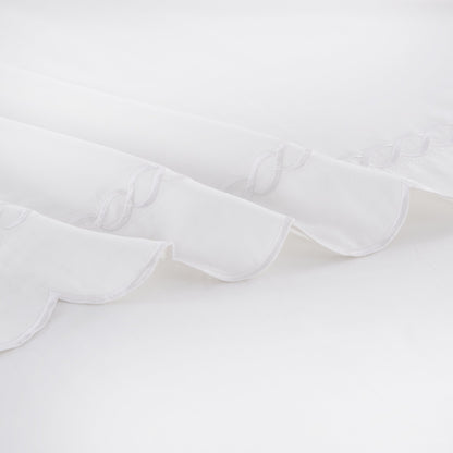 600 Thread Count Scallop Rope Embroidered Cotton Pillowcase Pair - Quahog Bay Bedding