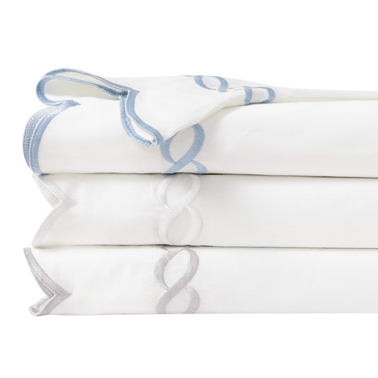 600 Thread Count Scallop Rope Embroidered Cotton Pillowcase Pair - Quahog Bay Bedding