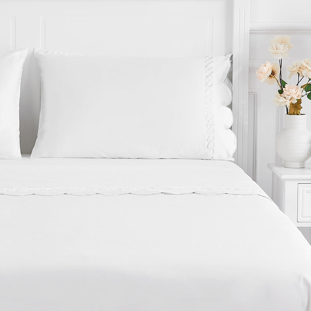 600 Thread Count Scallop Rope Embroidered Cotton Sheet Set - Quahog Bay Bedding