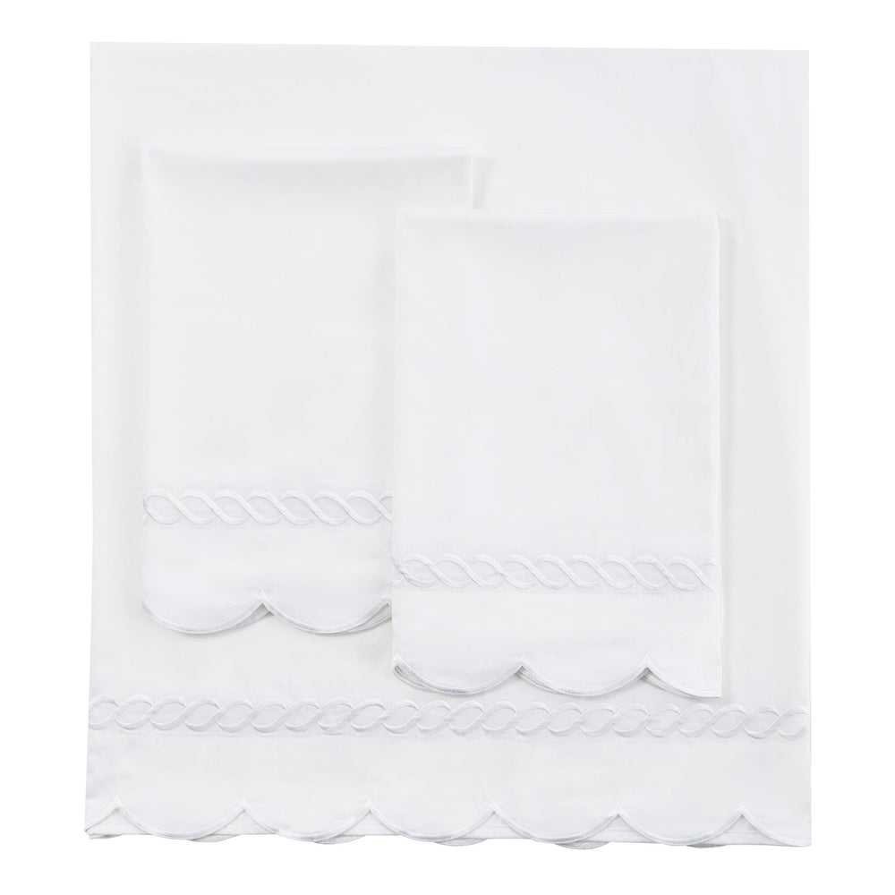 600 Thread Count Scallop Rope Embroidered Cotton Sheet Set - Quahog Bay Bedding