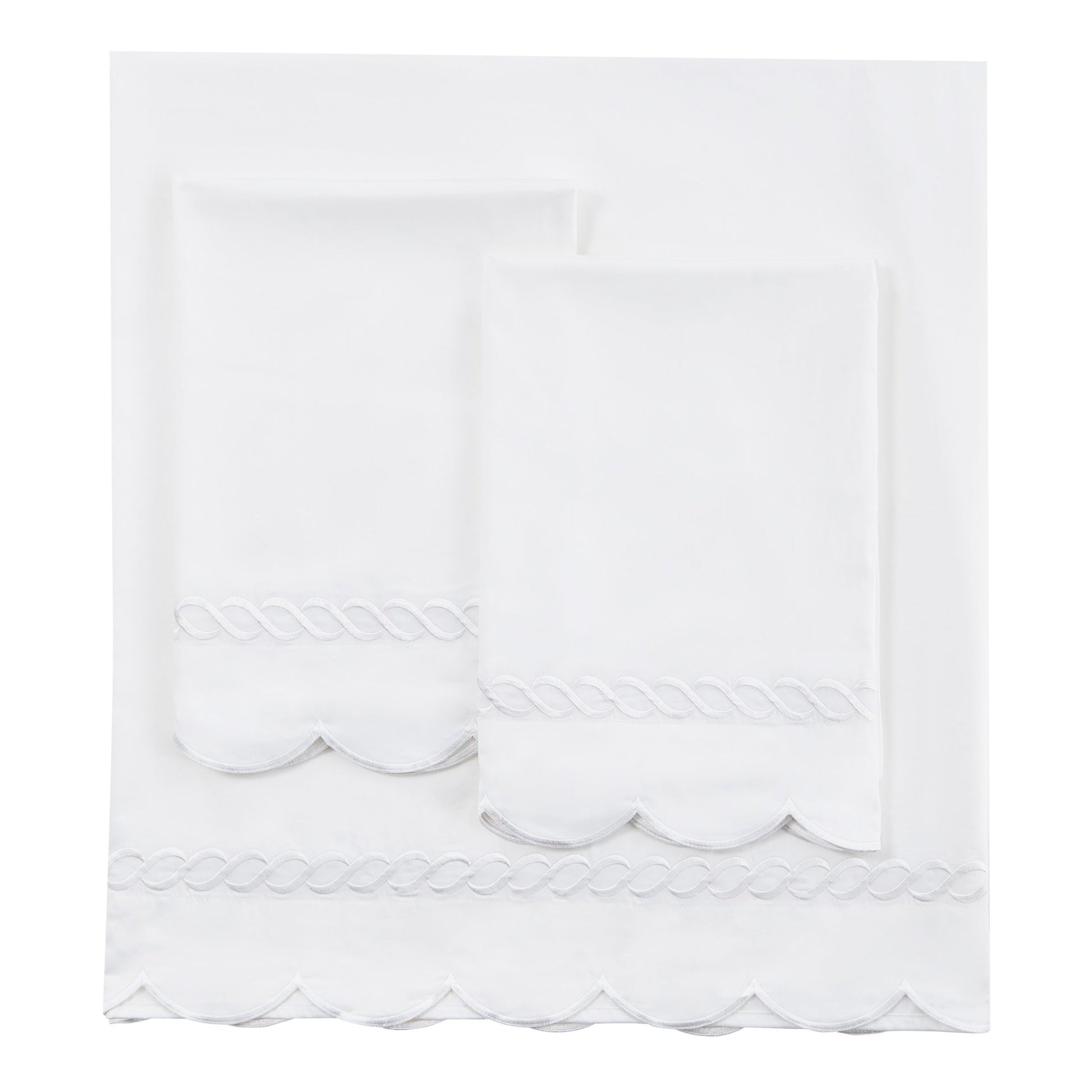 600 Thread Count Scallop Rope Embroidered Cotton Sheet Set - Quahog Bay Bedding