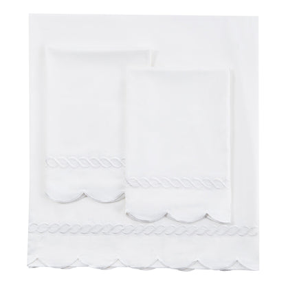 600 Thread Count Scallop Rope Embroidered Cotton Sheet Set - Quahog Bay Bedding