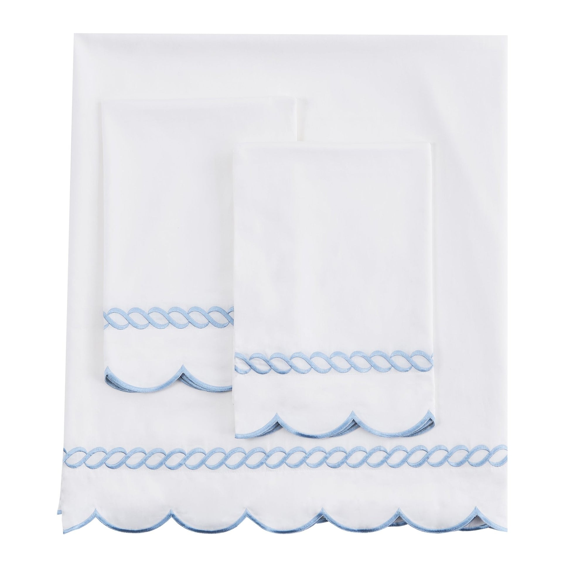 600 Thread Count Scallop Rope Embroidered Cotton Sheet Set - Quahog Bay Bedding