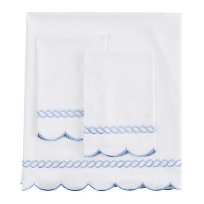 600 Thread Count Scallop Rope Embroidered Cotton Sheet Set - Quahog Bay Bedding