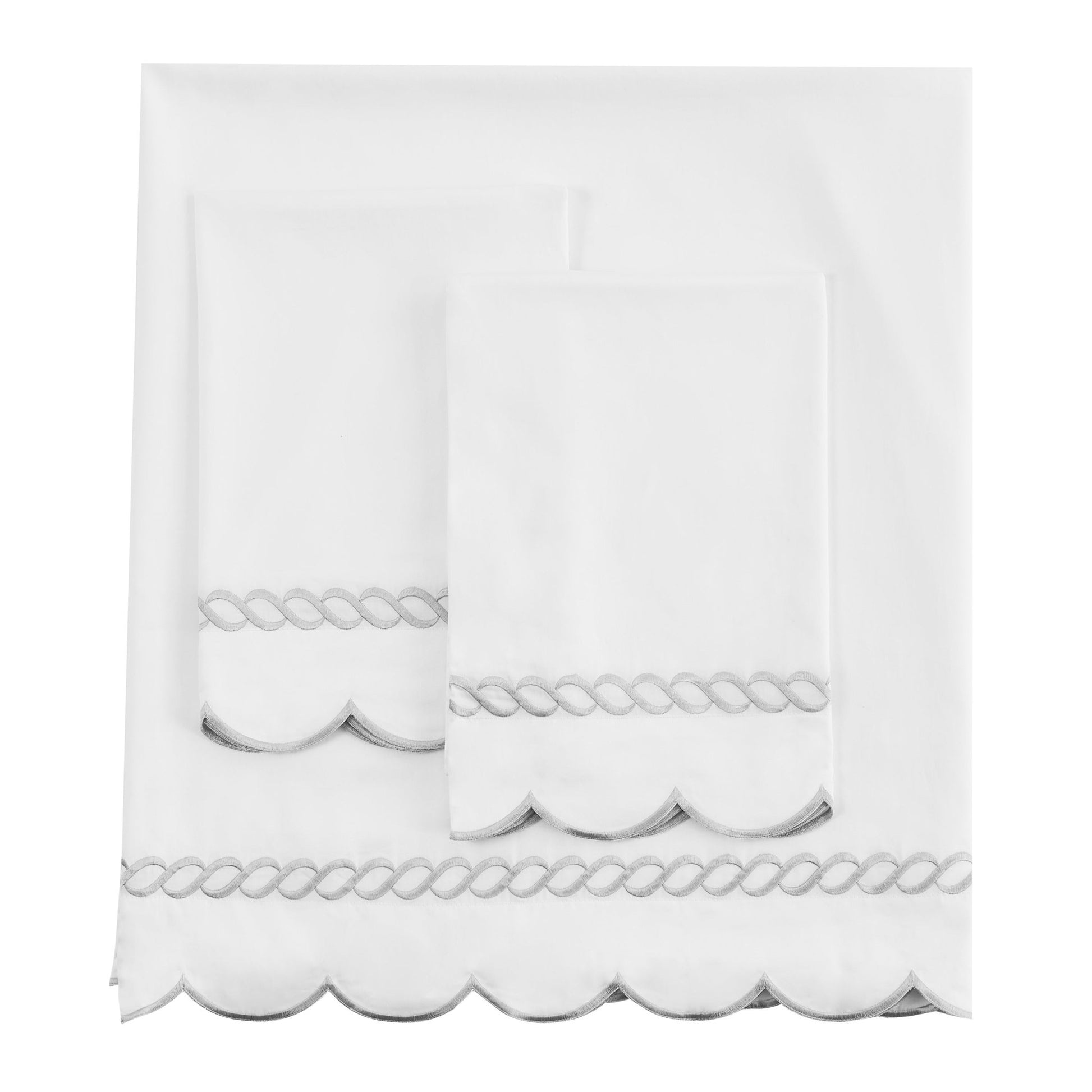 600 Thread Count Scallop Rope Embroidered Cotton Sheet Set - Quahog Bay Bedding