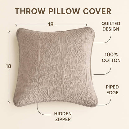 Sandy Beige Taupe Square Throw Pillow Covers, 18" x 18"